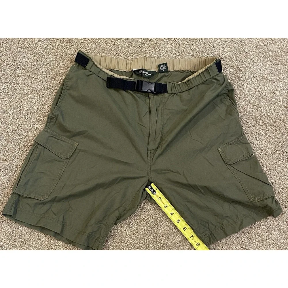Eddie Bauer Shorts Mens Medium Olive‎ Green Cargo Hiking Outdoor Utility Belted - Picture 7 of 7